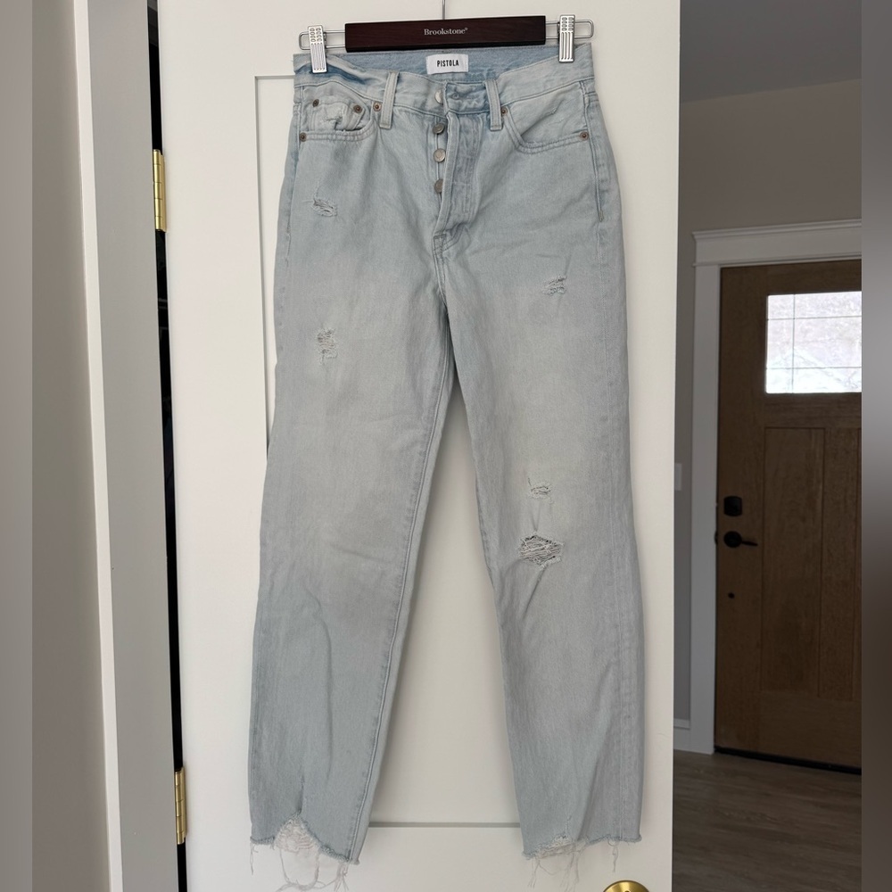 Pistola Straight Leg Raw Hem Light Wash Jeans Spring Summer Denim REVOLVE
